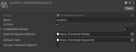 Screenshot: Confirm TerminalKeyword
