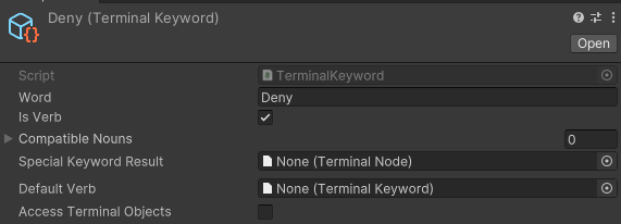 Screenshot: Deny TerminalKeyword